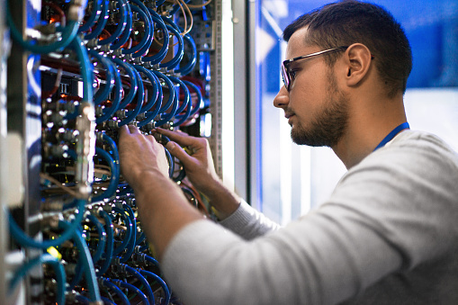 gentleman checking the servers