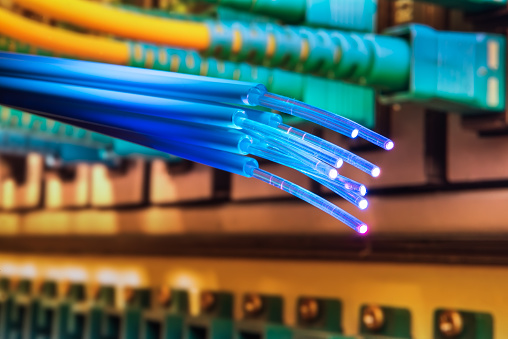 blue fiber optical cables