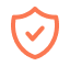 orange shield with checkmark in the middle