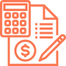 orange document and calculator