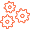 three orange gears