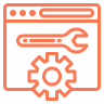 orange computer screen with gears
