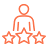 orange three stars with avatar