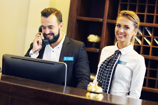 hotel staff answering the phones