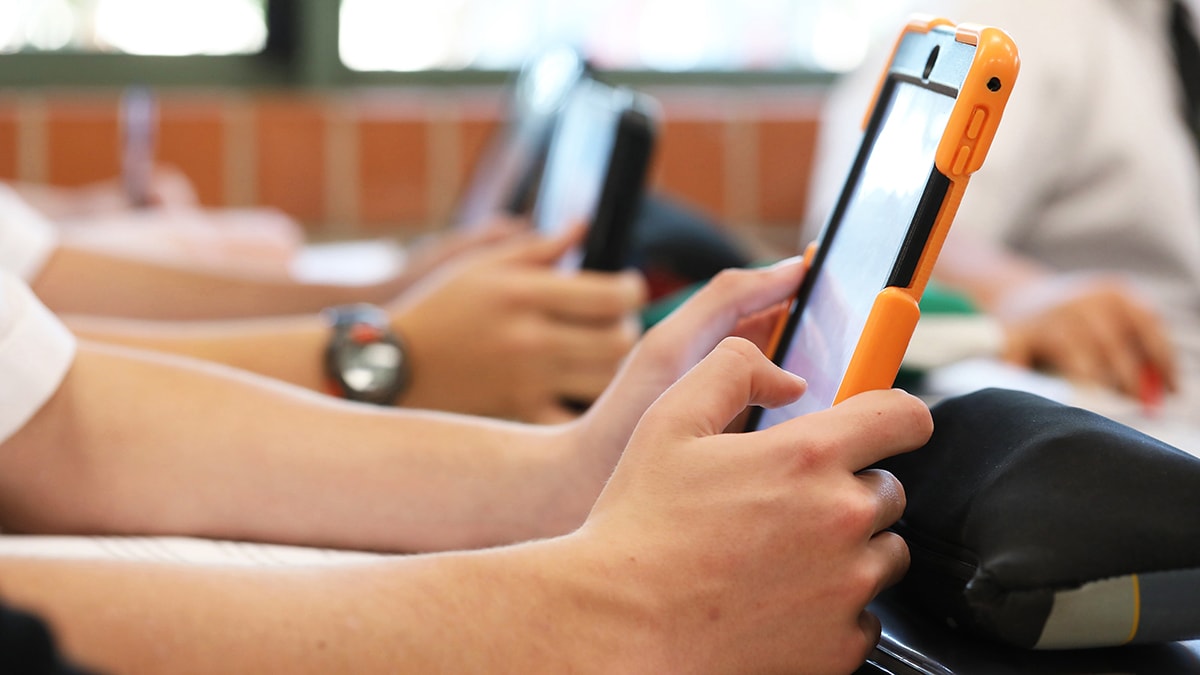 close-up of someone using a tablet