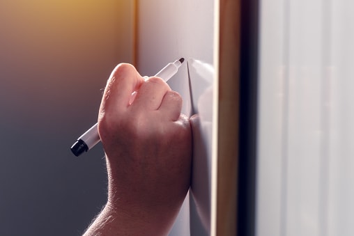 writing on whiteboard