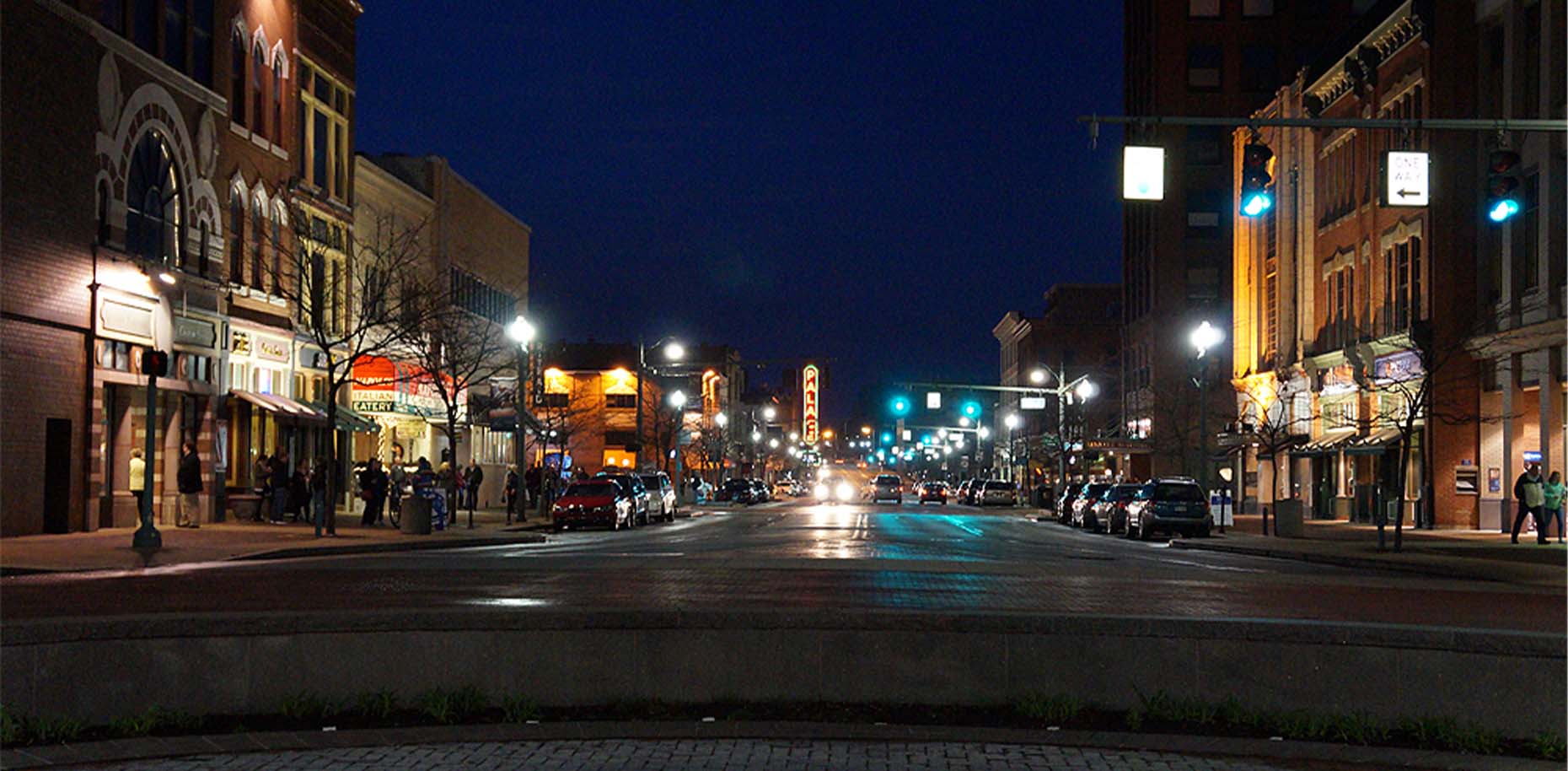 downtown Canton, Ohio at night