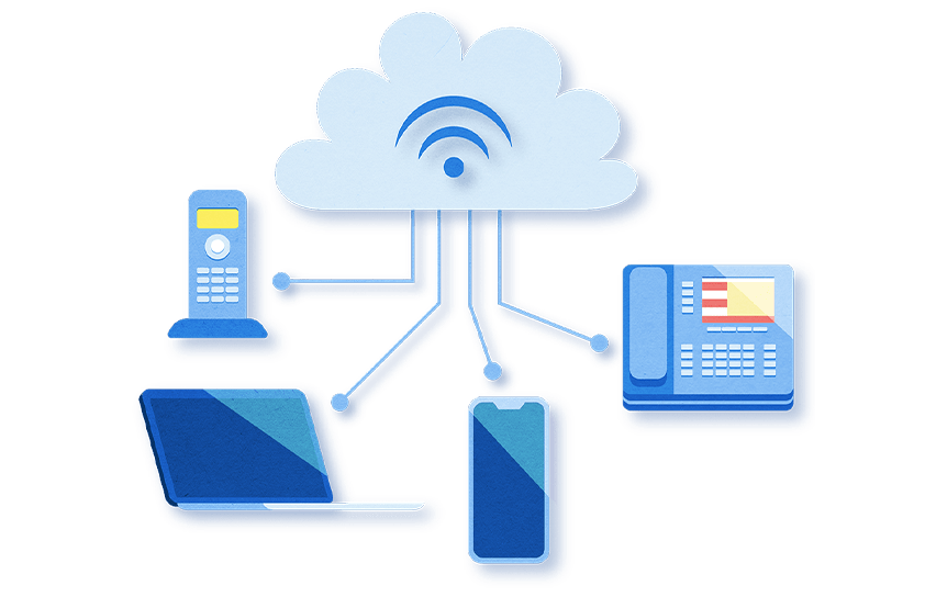 multiple business devices connected to cloud phone system