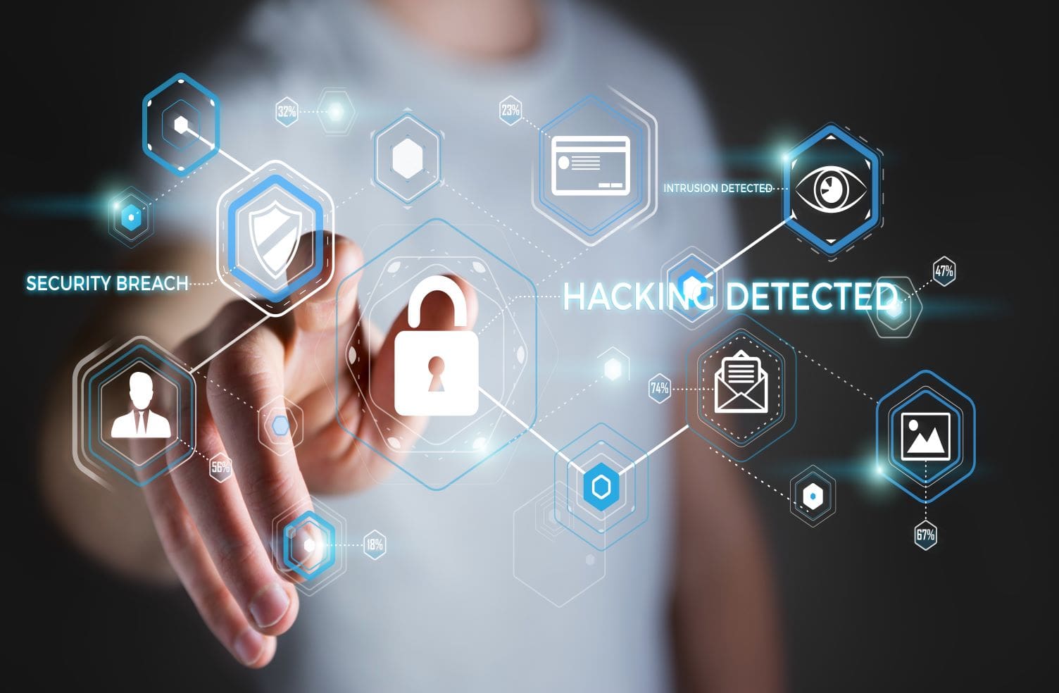 man pointing to an intrusion detection graphic