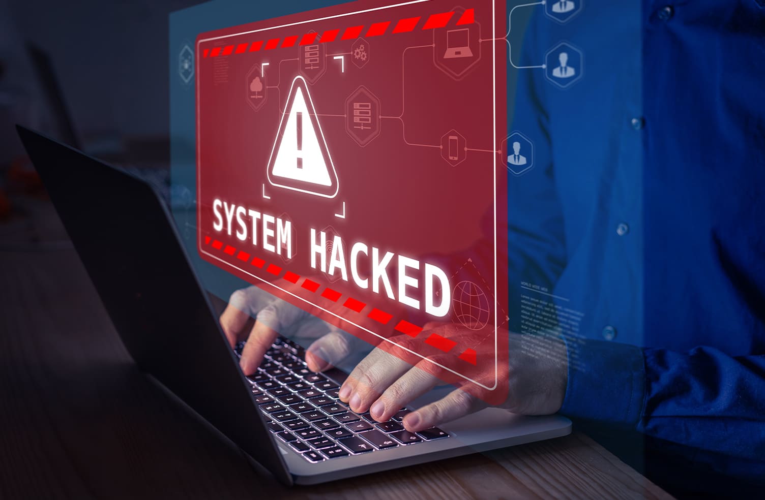 a hacker accessing a laptop