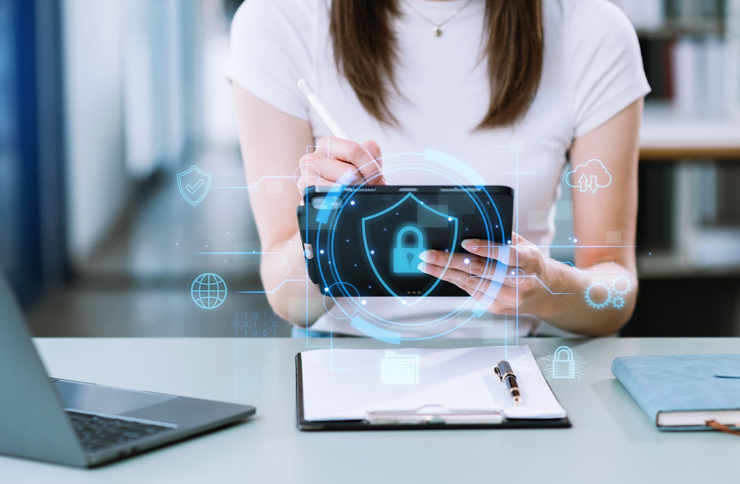 a woman forming a cybersecurity training plan